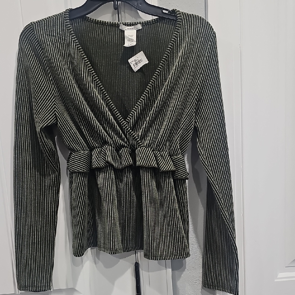 Acemi Olive Green Ribbed Top